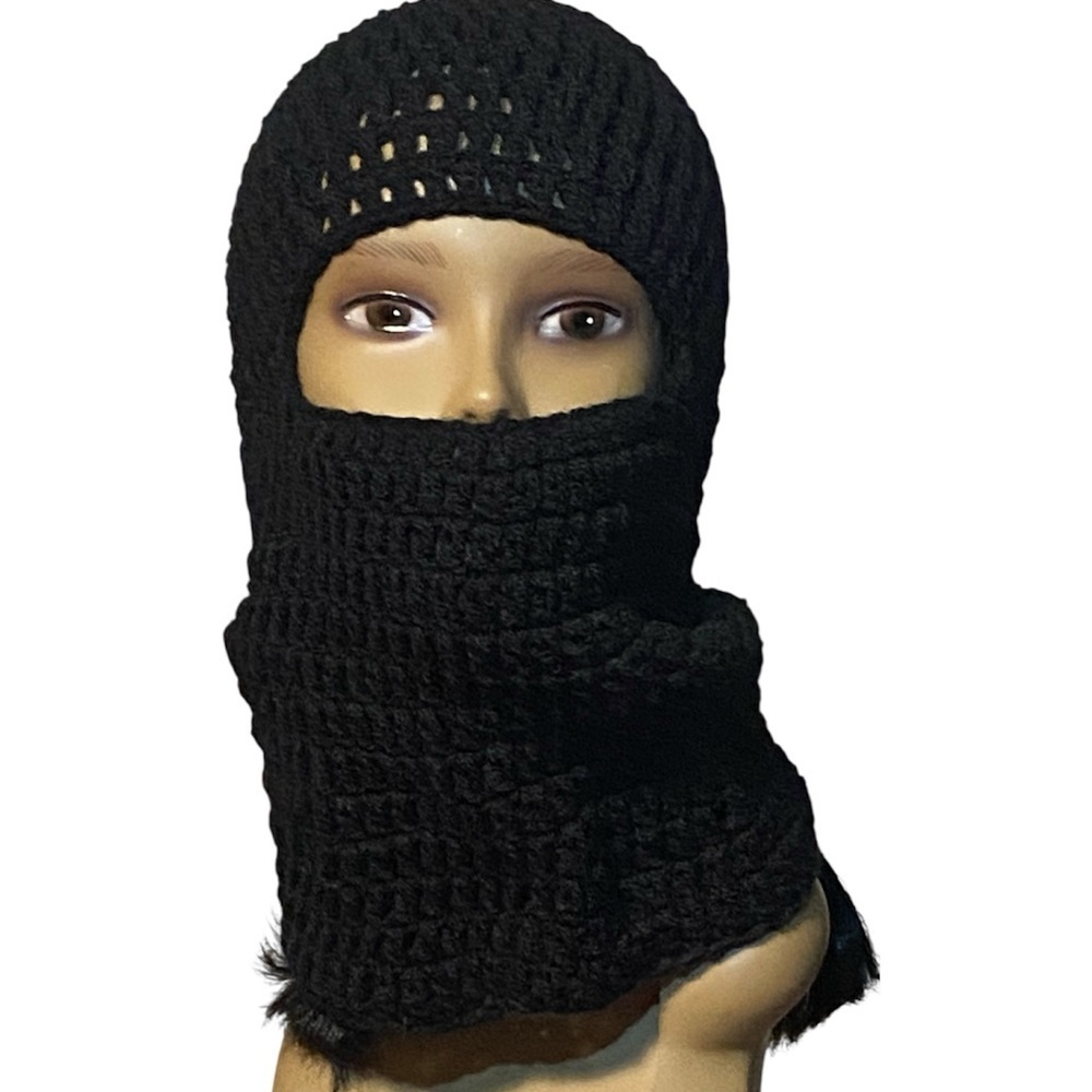 Black Handmade Crochet Balaclava - Picture 3 of 5